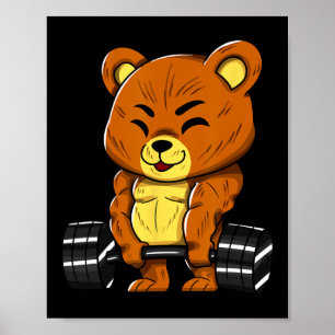 Bear Bodybuilder Bodybuilding Muscle Gym Weightlif Poster