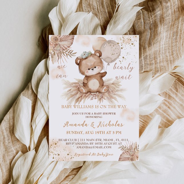 Bear Boho Baby Shower Invitation (Creator Uploaded)