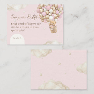 Bear Boho Girl Pink Baby Shower Diaper Raffle Enclosure Card