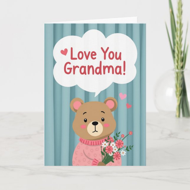 Bear Bouquet Grandma Love Card (Front)