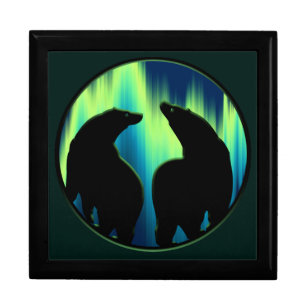 Bear Box Custom Northern Lights Art Jewelry Box