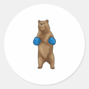Bear Boxer Boxing gloves Classic Round Sticker