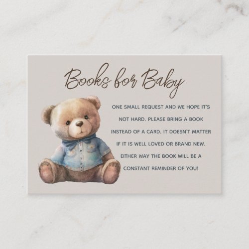 Bear Boy Baby Shower Book Request Enclosure Card