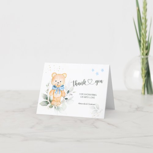 Bear Boy Baby Shower Thank You Folded Note Card