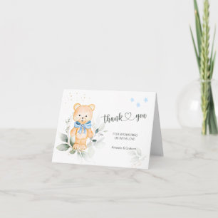 Bear Boy Baby Shower Thank You Folded Note Card