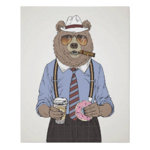 Bear Breakfast Faux Canvas Print