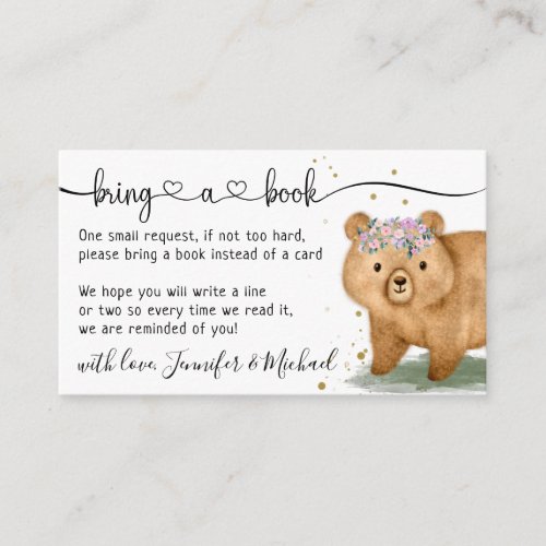 Bear Bring a Book Enclosure Card