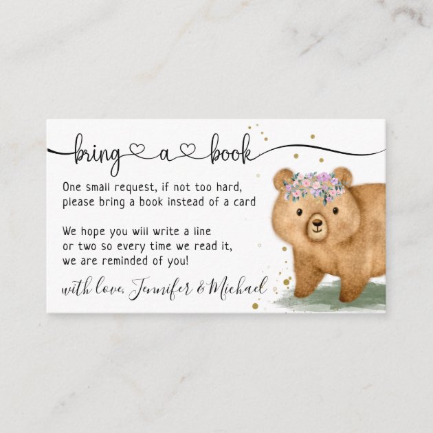 Bear Bring a Book Enclosure Card