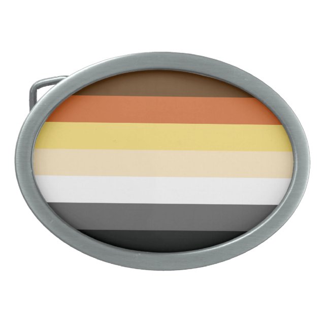 Bear Brotherhood | Pride Flag Design | Stripes | Belt Buckle (Front)