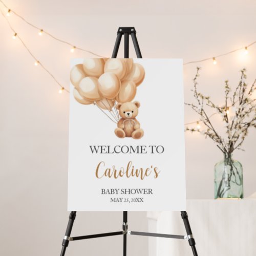 Bear Brown Balloon Baby Shower Welcome Sign