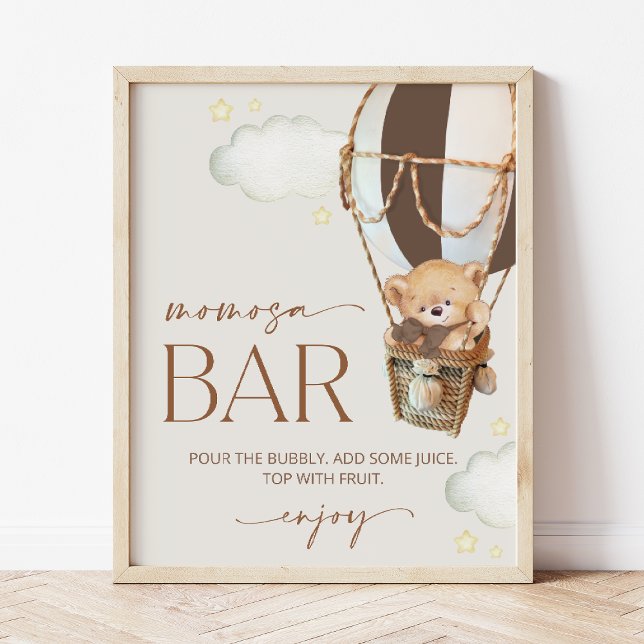 Bear, Brown Balloon, Hot Air Balloon, Momosa Bar Poster (Creator Uploaded)