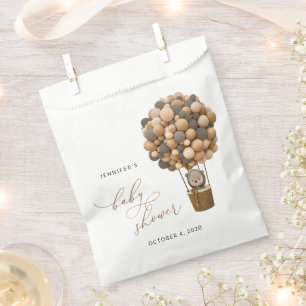 Bear, Brown Balloons, Hot Air Balloon, Baby Shower Favor Bag