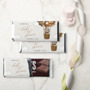 Bear, Brown Balloons, Hot Air Balloon, Baby Shower Hershey Bar Favors