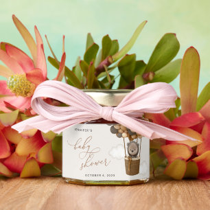 Bear, Brown Balloons, Hot Air Balloon, Baby Shower Honey Jar Favors