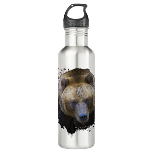 Bear Brown Grizzly Animal Life Wild Jungle Forest Stainless Steel Water Bottle