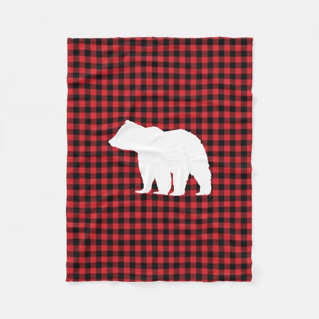 Bear Buffalo Check Mountain Living Fleece Blanket (Front)