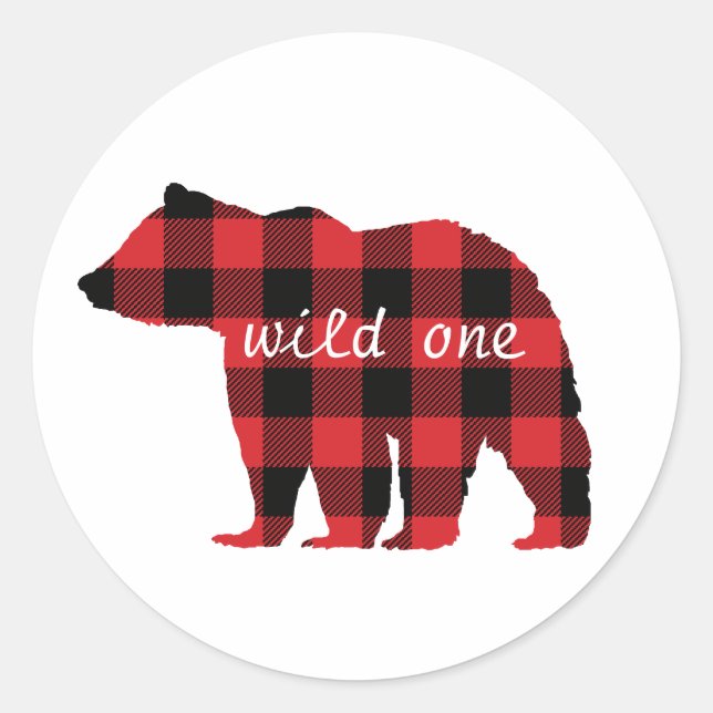 Bear Buffalo Check Pattern Cabin Stickers (Front)