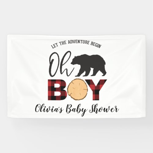 Bear Buffalo Plaid Baby Shower Banner