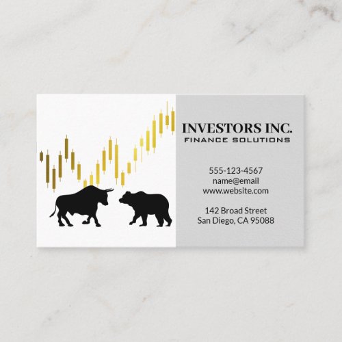 Bear Bull Logo  Candle Stick Graph Business Card