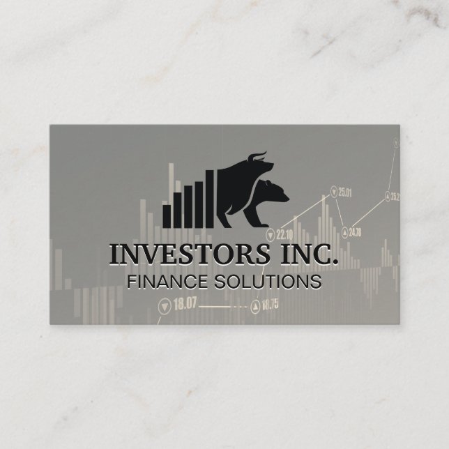Bear Bull Logo | Stock Market Chart Business Card (Front)
