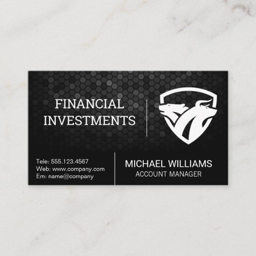 Bear Bull Shield Financial Logo Business Card