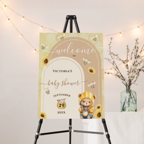 Bear Bumble Bee Baby Shower Welcome Sign