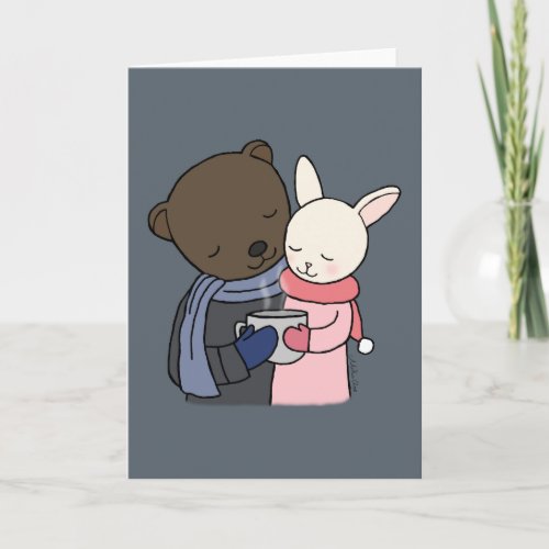 Bear  Bunny Greeting Card Bear Bunny Love Art