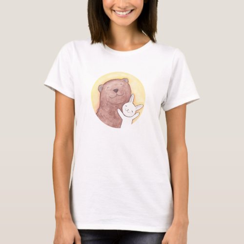 Bear  Bunny Happy Cute T_shirt Animal Graphic tee