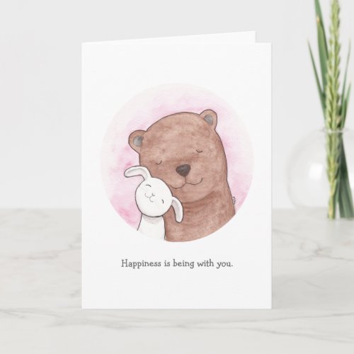 Bear  Bunny I love you Card Cute Happy Love Card