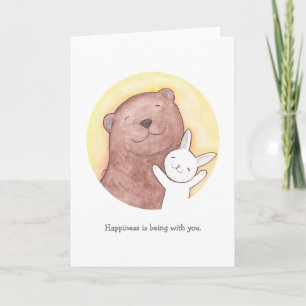 Bear & Bunny I love you Card Happy Valentine Card