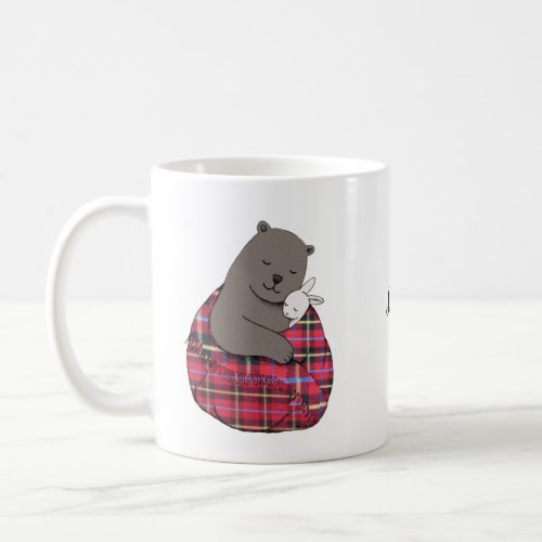 Bear Bunny in Blanket Cute Couple Custom Name Coffee Mug