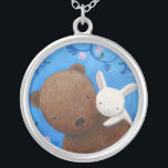 Bear & Bunny Love Anniversary Necklace Woodland<br><div class="desc">Sweet and lovely bear & bunny necklace.  Wonderful gift for your sweetheart.  Original painting my MiKa Art.</div>