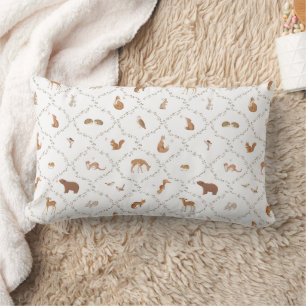 Bear Bunny Rabbit Fox Woodland Animals Forest Kids Lumbar Pillow