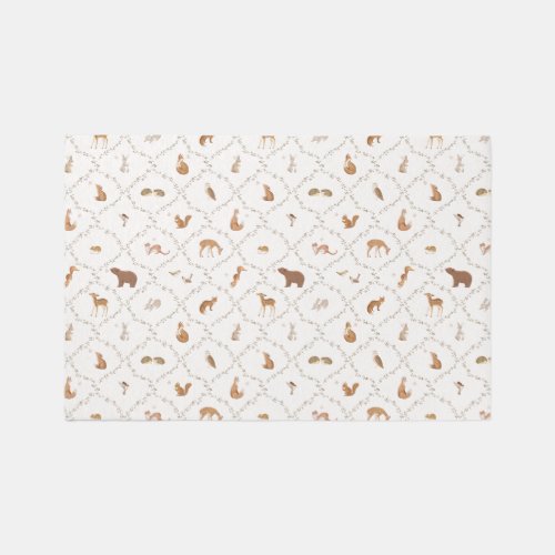 Bear Bunny Rabbit Fox Woodland Animals Forest Kids Rug
