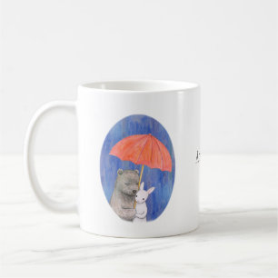 Bear & bunny Under Umbrella Custom Name Gift Coffee Mug