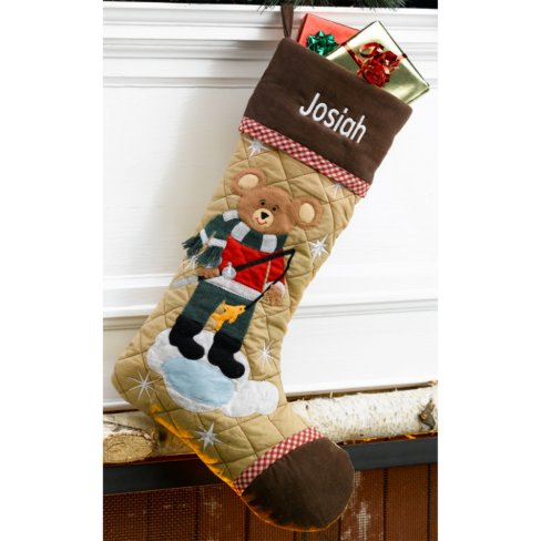 Bear Cabin Series Quilted Christmas Stocking Zazzle Com