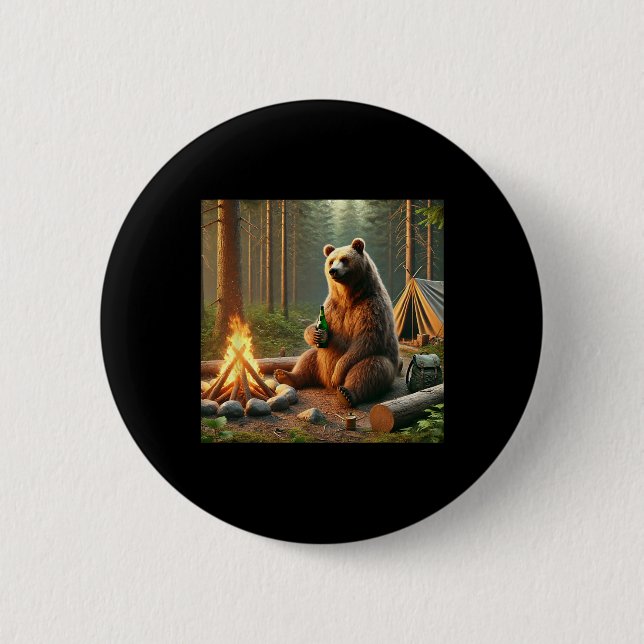 Bear Camping  Button (Front)