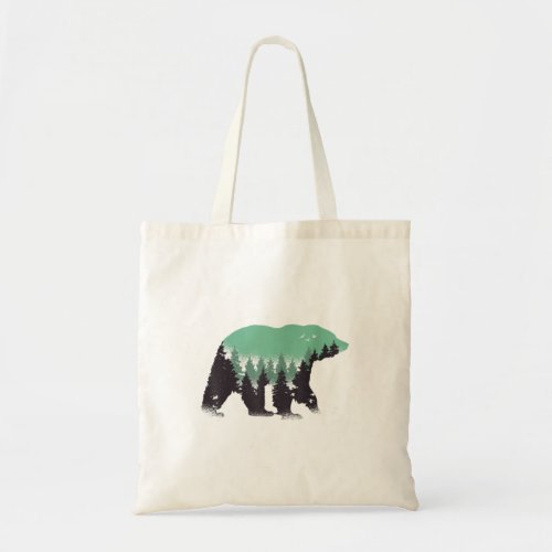 Bear Camping Nature and Hiking T_Shirt with Fores Tote Bag