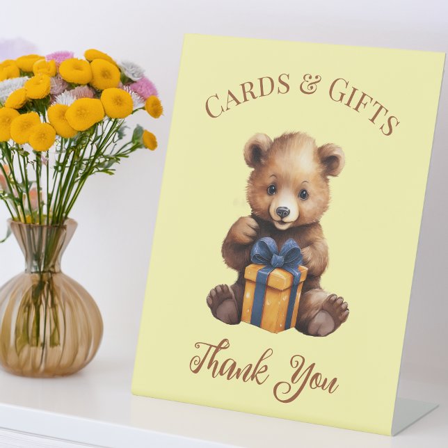 Bear Cards & Gifts Cute Baby Shower Pedestal Sign (Creator Uploaded)