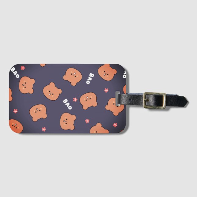 Bear, Cartoon, Background Luggage Tag (Front Horizontal)