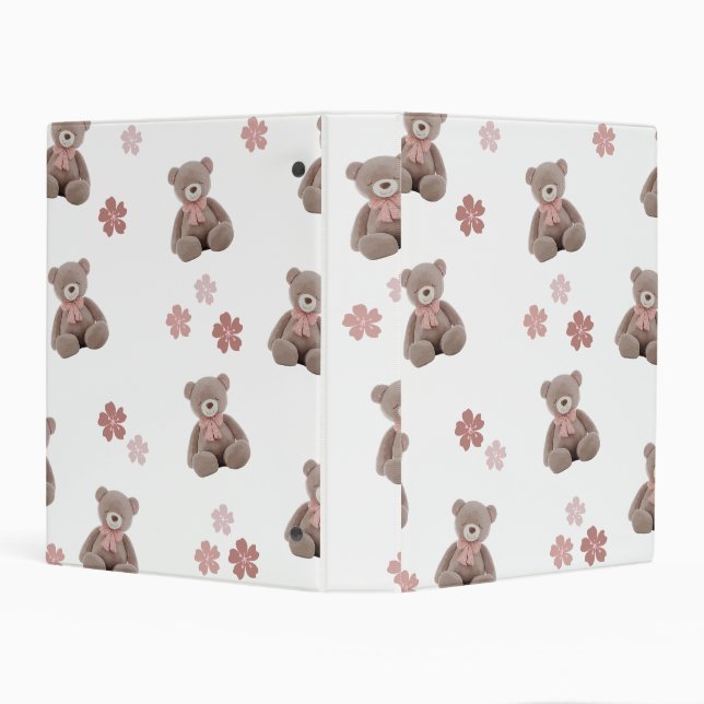 Bear Cartoon pink Mini Binder (Background)