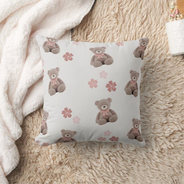 Bear Cartoon Throw Pillow (Blanket)