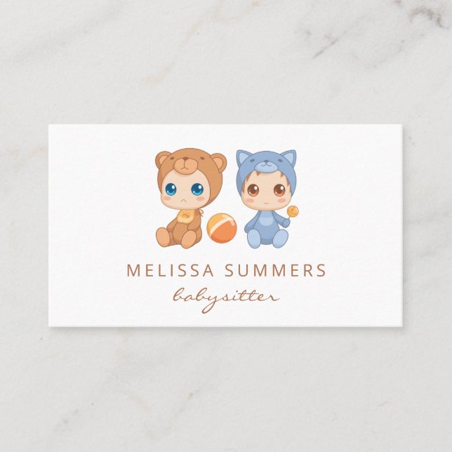 Bear Cat Babies Babysitter Child Care Business Card (Front)