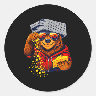 Bear Cheese Grater Hat Bear Classic Round Sticker