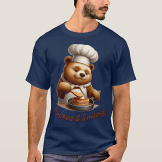 Bear Chef Flipping Pancakes "Stacked & Smiling" T-Shirt