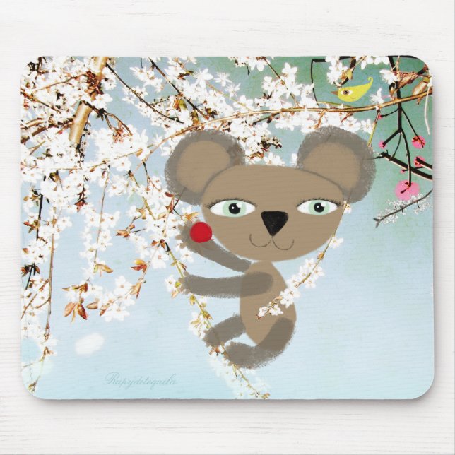 Bear cherry bird flower love you tender lomography mouse pad (Front)