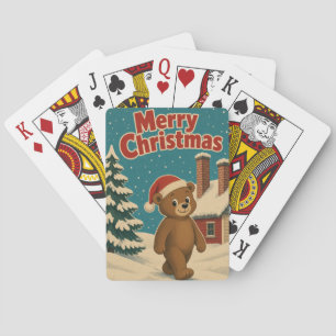 Bear Chimney Row Animal Christmas Poker Cards