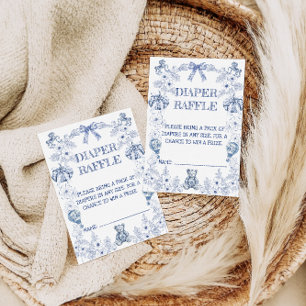 Bear Chinoiserie Floral Baby Shower Diaper Raffle Enclosure Card