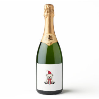 Bear Christmas Christmas (2) Sparkling Wine Label