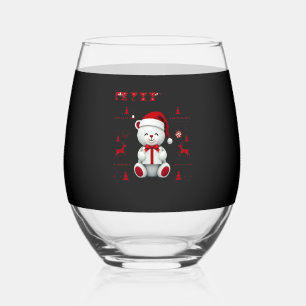 Bear Christmas Christmas (2) Stemless Wine Glass